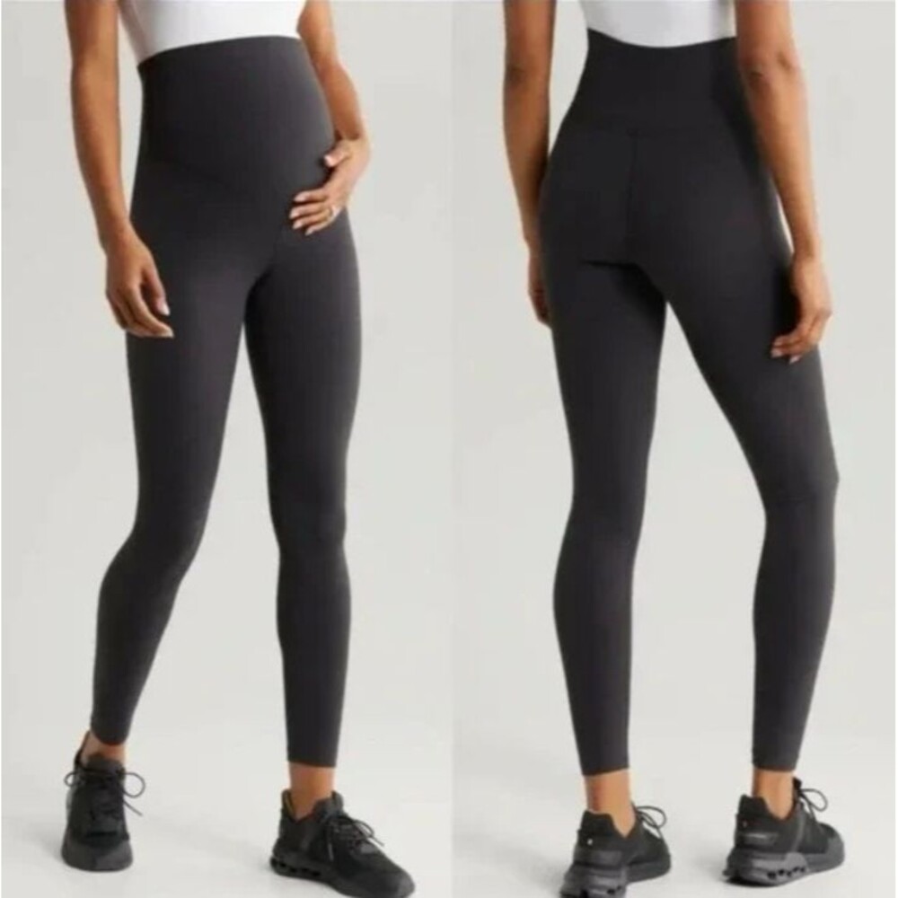Zella‎ Mamasana Maternity Leggings Women S Gray Over Belly Stretch Workout Yoga